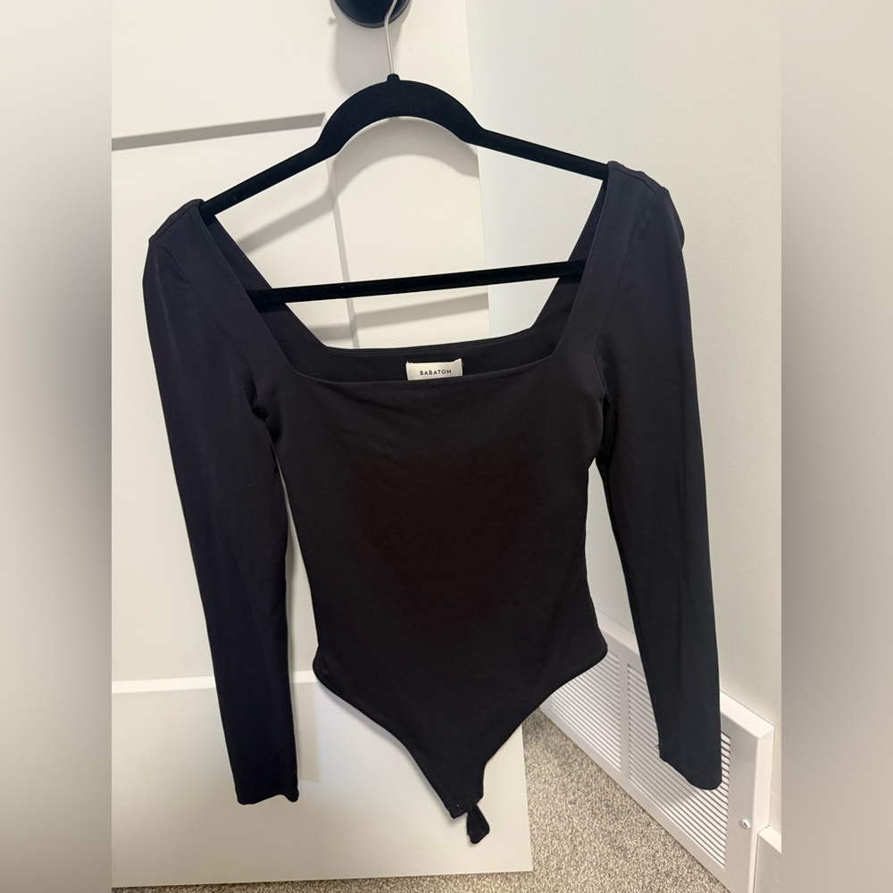 Aritzia Black contour squareneck bodysuit